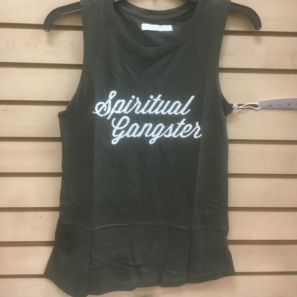 Spiritual gangster green tank SG logo t new top